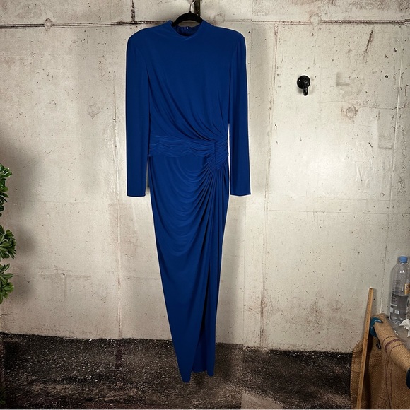 Rene Ruiz elegant long sleeve ruched waist prom  formal evening gown size 8 NWOT - Picture 1 of 15